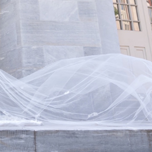 Handmade 3D floral white Veil (3 meters)